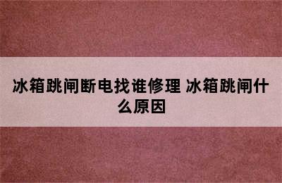 冰箱跳闸断电找谁修理 冰箱跳闸什么原因